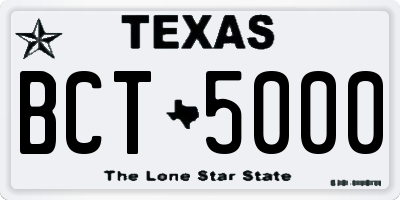 TX license plate BCT5000