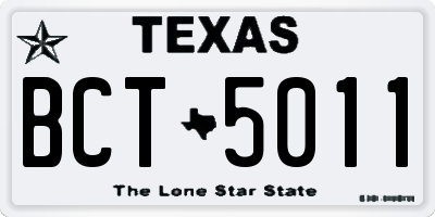 TX license plate BCT5011
