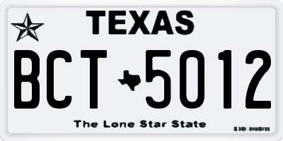 TX license plate BCT5012