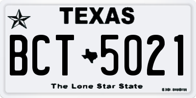 TX license plate BCT5021