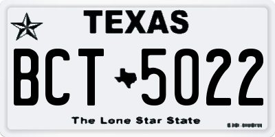TX license plate BCT5022