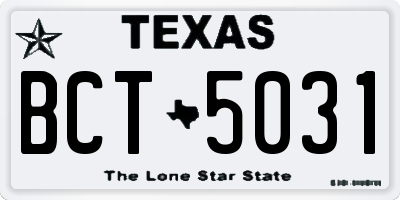 TX license plate BCT5031