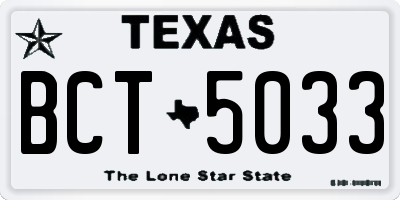 TX license plate BCT5033