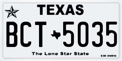 TX license plate BCT5035