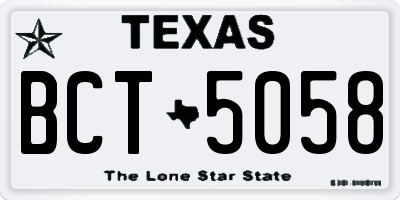 TX license plate BCT5058