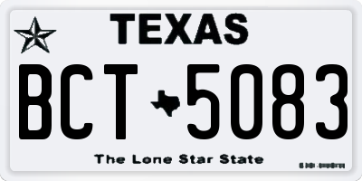 TX license plate BCT5083