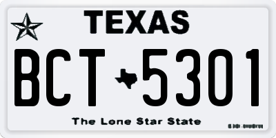 TX license plate BCT5301