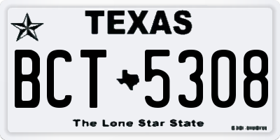 TX license plate BCT5308