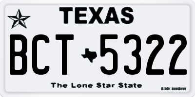 TX license plate BCT5322