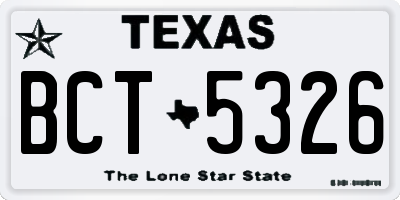 TX license plate BCT5326