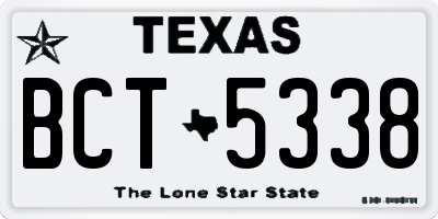 TX license plate BCT5338