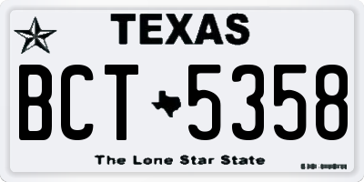 TX license plate BCT5358