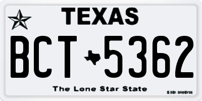 TX license plate BCT5362