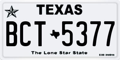 TX license plate BCT5377