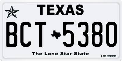 TX license plate BCT5380
