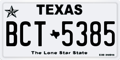 TX license plate BCT5385