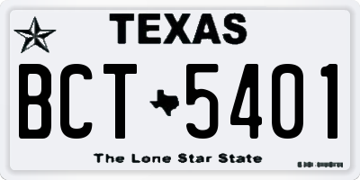 TX license plate BCT5401