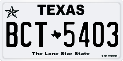 TX license plate BCT5403