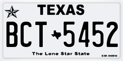 TX license plate BCT5452