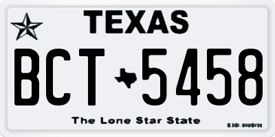 TX license plate BCT5458