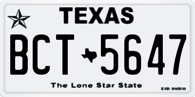 TX license plate BCT5647