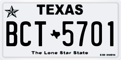 TX license plate BCT5701