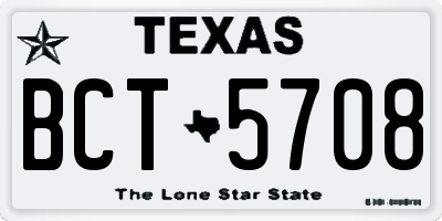 TX license plate BCT5708