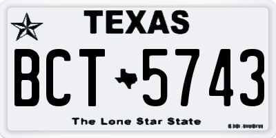 TX license plate BCT5743