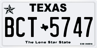 TX license plate BCT5747