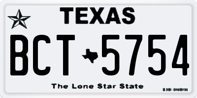 TX license plate BCT5754