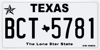 TX license plate BCT5781