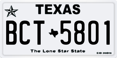 TX license plate BCT5801