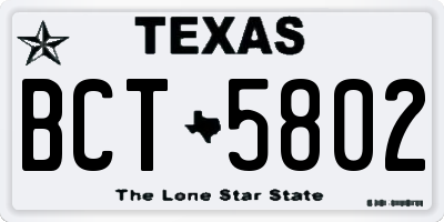 TX license plate BCT5802