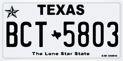 TX license plate BCT5803