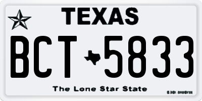 TX license plate BCT5833