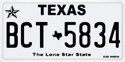 TX license plate BCT5834