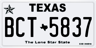 TX license plate BCT5837