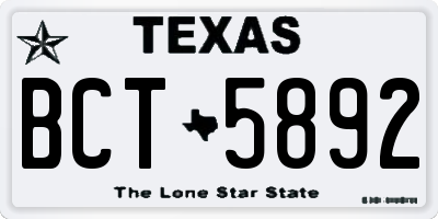 TX license plate BCT5892