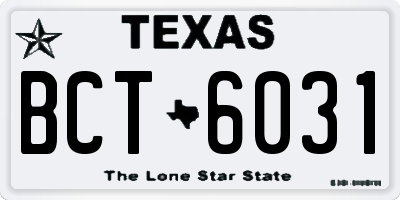 TX license plate BCT6031