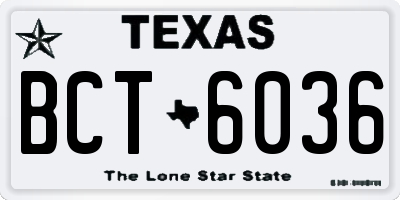 TX license plate BCT6036