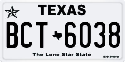 TX license plate BCT6038