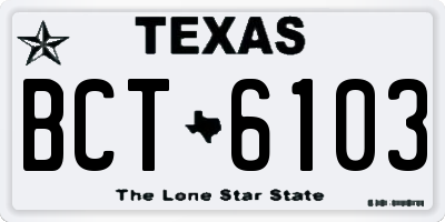 TX license plate BCT6103