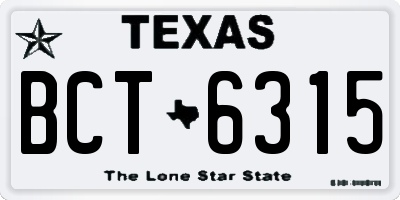 TX license plate BCT6315