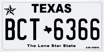 TX license plate BCT6366