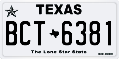 TX license plate BCT6381