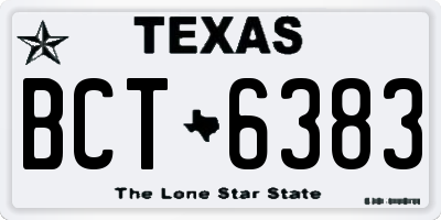 TX license plate BCT6383
