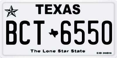 TX license plate BCT6550