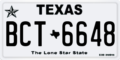 TX license plate BCT6648