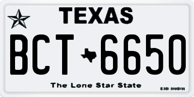 TX license plate BCT6650