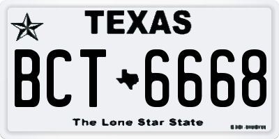 TX license plate BCT6668